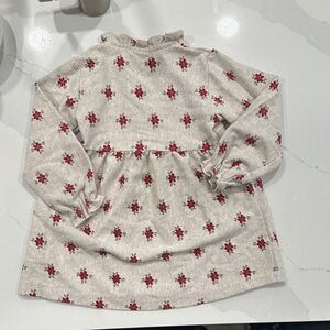 Zara Cream Dress with Red Floral Pattern